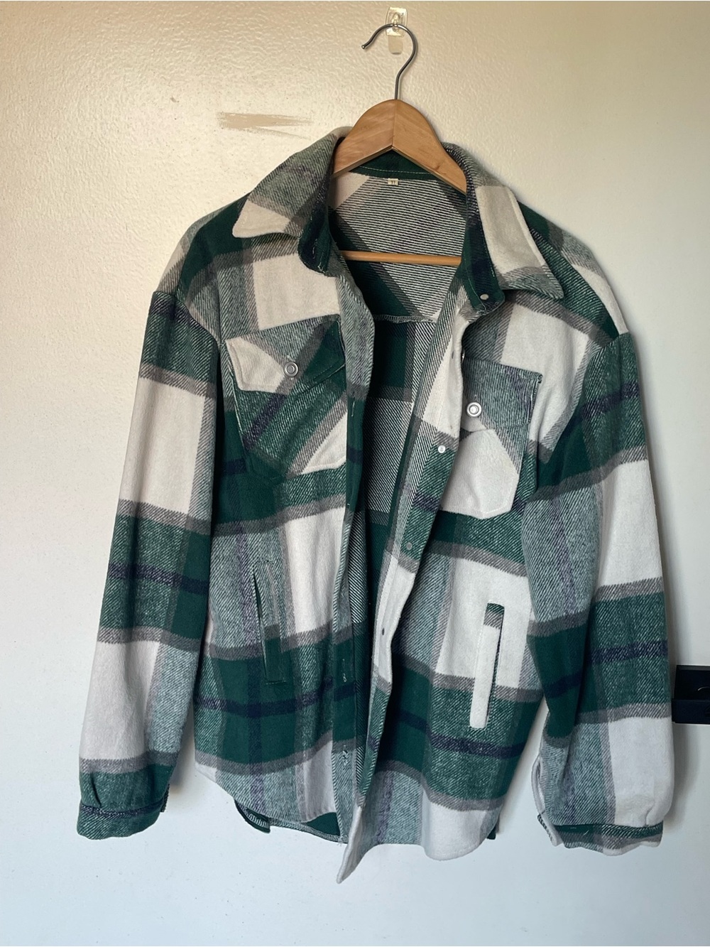 Amazon Green and White Plaid Lightweight Shacket
